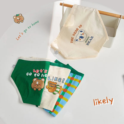 -キッズショーツ 男の子下着 ボーイズパンツ アンダーウェア 4枚セット グリーン ブリーフ【mh0005803】 - mamahalo shop - 幼児用下着 -  べビー服 - 子供服 - 男の子 - 女の子