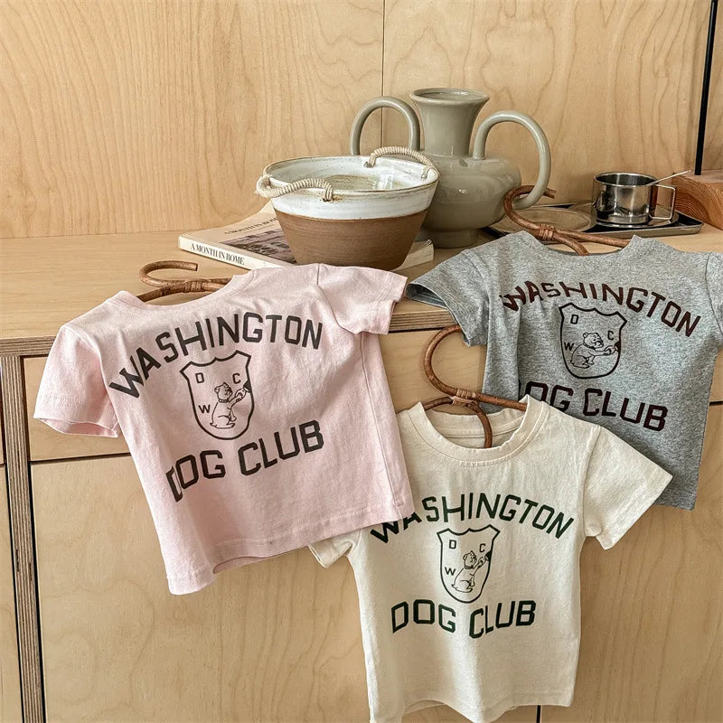 -キッズトップス 半袖Tシャツ レターロゴプリント 3カラー【mh0005692】 - mamahalo shop - 半袖Tシャツ -  べビー服 - 子供服 - 男の子 - 女の子