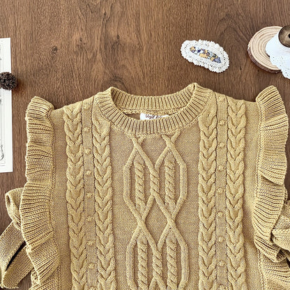 -キッズ ニット フリル ベスト ショール ケープ ビブベスト ガールズ - mamahalo shop - ベスト -  べビー服 - 子供服 - 男の子 - 女の子