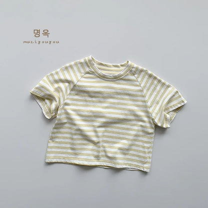 -キッズトップス 半袖ボーダーTシャツ シンプルベーシック パステル 4カラー - mamahalo shop - 半袖Tシャツ -  べビー服 - 子供服 - 男の子 - 女の子