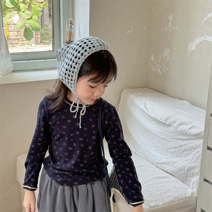 キッズトップス フラワー小花柄レース長袖Tシャツ - mamahalo shop - 長袖Tシャツ -  べビー服 - 子供服 - 男の子 - 女の子