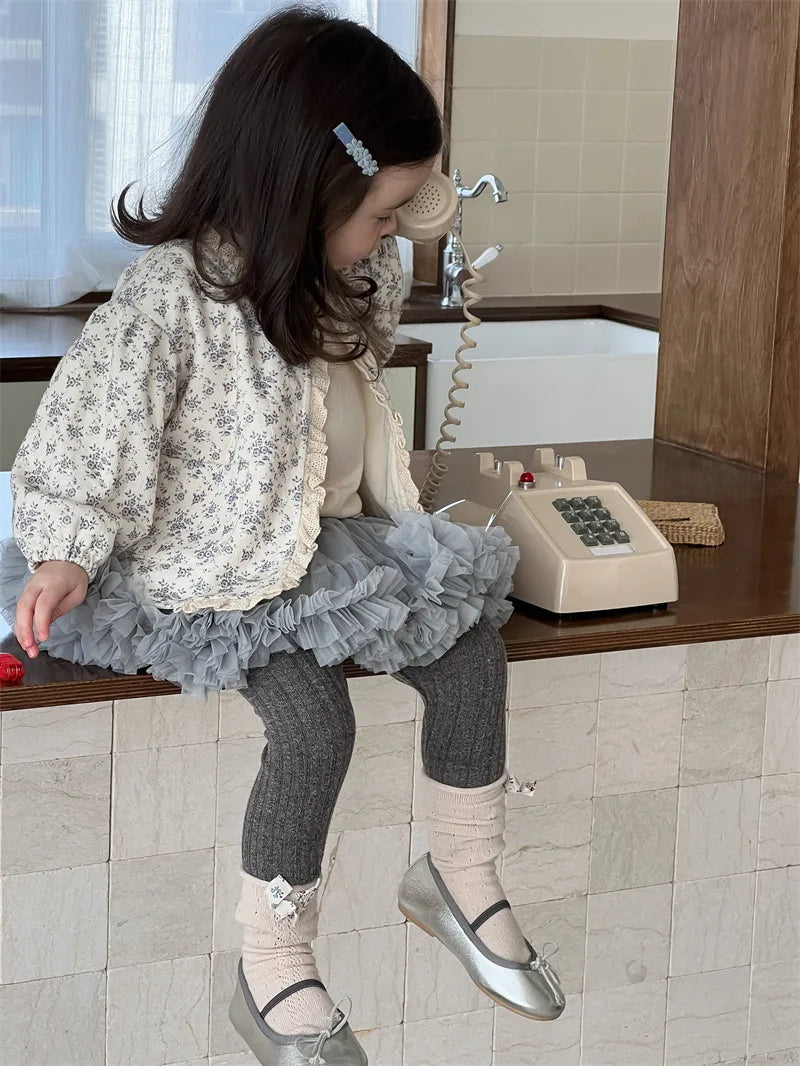 -ベビーアウター レース縁取りフラワープリントカーディガンジャケット - mamahalo shop - カーディガン・パーカー -  べビー服 - 子供服 - 男の子 - 女の子