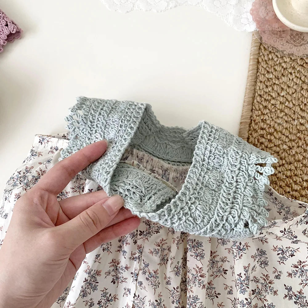 -キッズトップス レースホルターネック チュニックブラウス フラワー花柄プリント 2カラー - mamahalo shop - ノースリーブワンピース -  べビー服 - 子供服 - 男の子 - 女の子