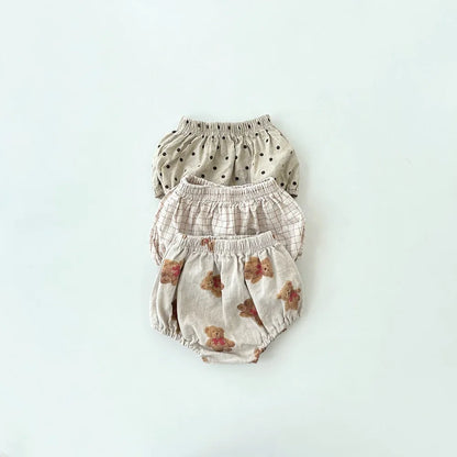 -ベビーパンツ ブルマパンツ ベアくま/チェック/水玉ドットプリント【mh0006248】 - mamahalo shop - ブルマパンツ -  べビー服 - 子供服 - 男の子 - 女の子