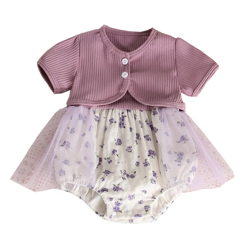 -ベビーセットアップ 2点セット キャミソールスカートロンパース+ボレロカーディガン【mh0006175】 - mamahalo shop - ロンパースセットアップ -  べビー服 - 子供服 - 男の子 - 女の子