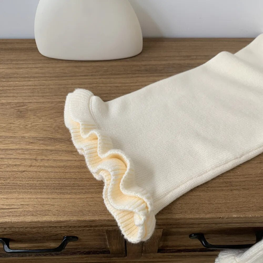 -キッズ ニットパンツ フリルワイドパンツ ルーズパンツ コーヒー ベージュ 2カラー ガールズ 女の子 子供服 - mamahalo shop - ロングパンツ・スウェットパンツ -  べビー服 - 子供服 - 男の子 - 女の子