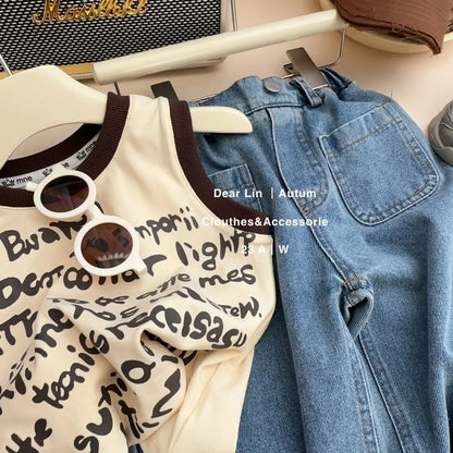 -キッズトップス タンクトップ レターロゴ グラフィティプリント【mh0006323】 - mamahalo shop - タンクトップ・キャミソール・ノースリーブトップス -  べビー服 - 子供服 - 男の子 - 女の子