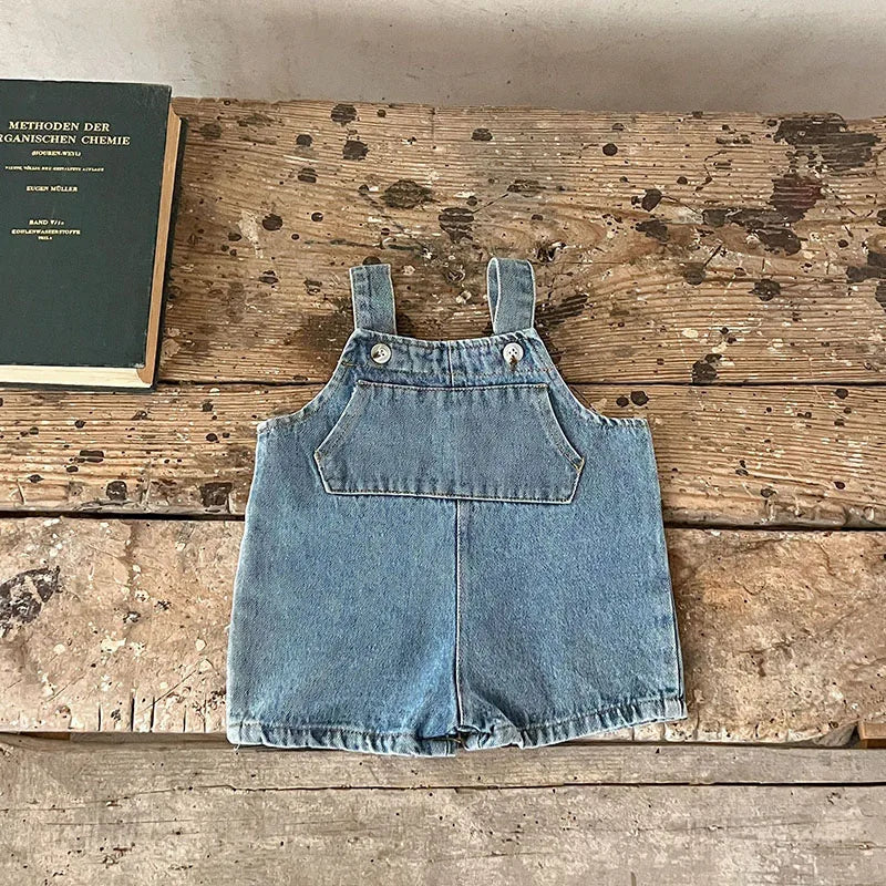 -ベビーサロペット 長袖Tシャツ デニムサスペンダーパンツ オーバーオール フリル長袖ブラウス - mamahalo shop - サロペットパンツ・サスペンダーパンツ -  べビー服 - 子供服 - 男の子 - 女の子