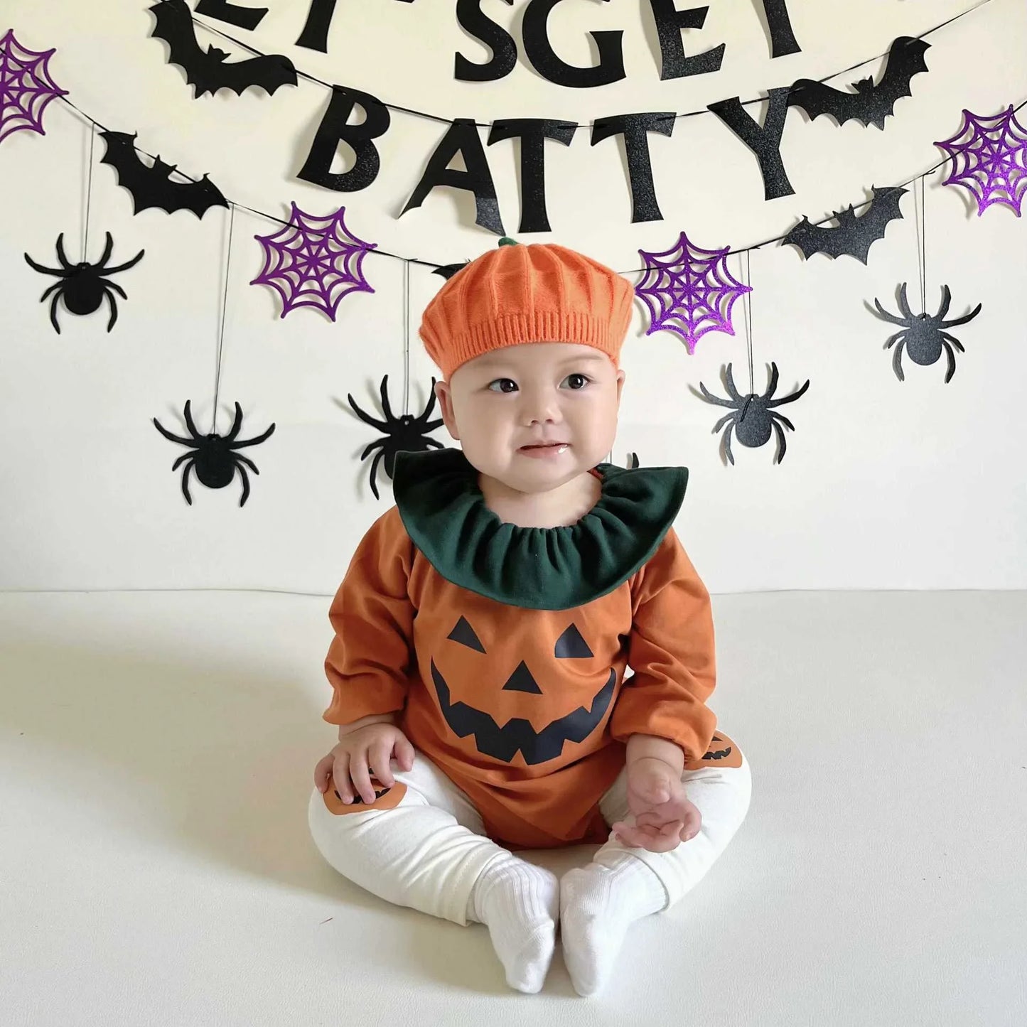 -ベビーロンパースタイツ ハロウィンコスチュームパンプキンボディスーツ/レギンスパンツ Halloween 👻【mh0007307】 - mamahalo shop - 長袖ロンパース -  べビー服 - 子供服 - 男の子 - 女の子