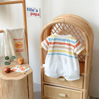 -ベビーロンパース 半袖ジャンプスーツ フルーツ ドッキングデザイン【mh0006542】 - mamahalo shop - 半袖ロンパース -  べビー服 - 子供服 - 男の子 - 女の子