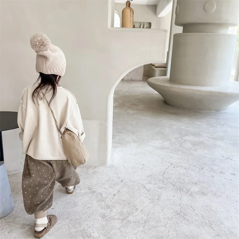 -キッズトップス 長袖スウェットTシャツ ルーズシルエット レターロゴプリント 2カラー - mamahalo shop - 長袖Tシャツ -  べビー服 - 子供服 - 男の子 - 女の子