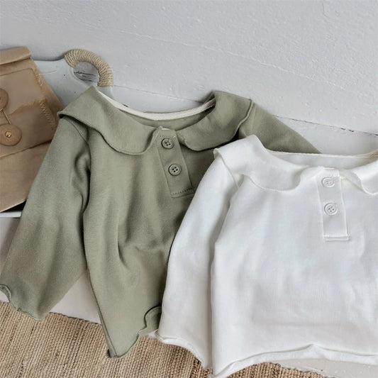 -ベビートップス 丸襟長袖Tシャツブラウス 2カラー【mh0006701】 - mamahalo shop - 長袖Tシャツ -  べビー服 - 子供服 - 男の子 - 女の子