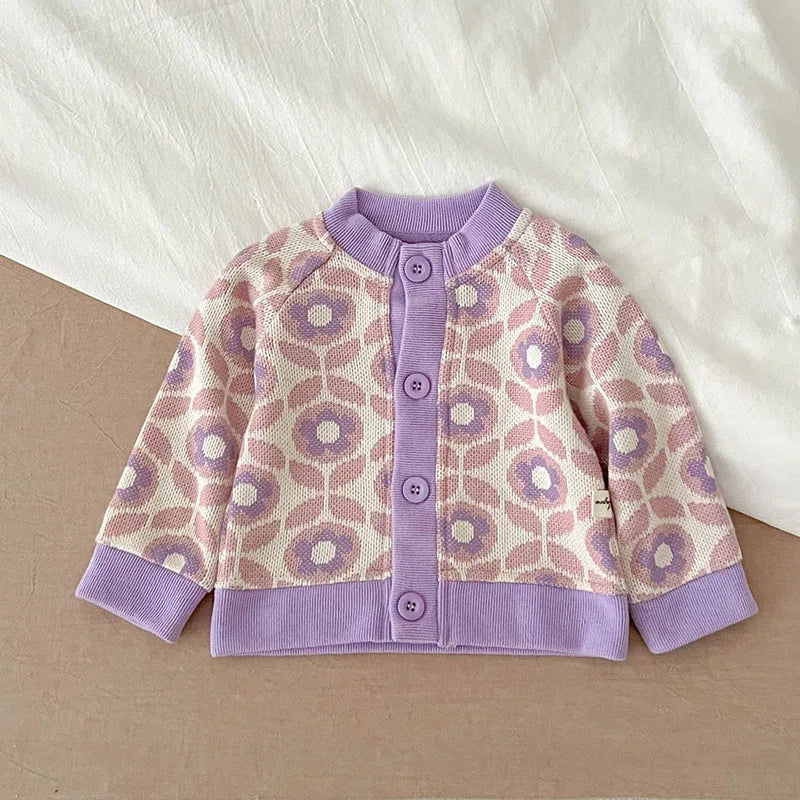 -ベビーカーディガン ニットジャケット ハート レトロフラワー 幾何学 15柄【mh0004142】 - mamahalo shop - カーディガン・パーカー -  べビー服 - 子供服 - 男の子 - 女の子