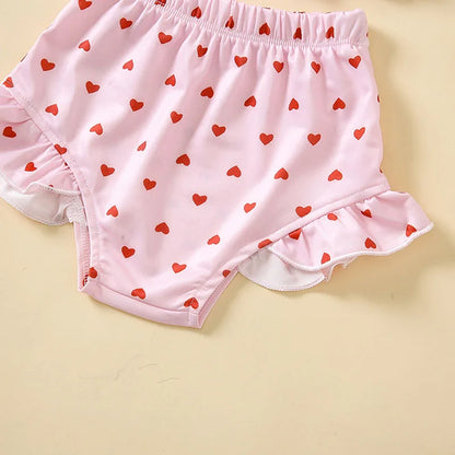 -ベビー水着 帽子セット セパレート ビキニ ピンク ハート スイムウェア【mh0005122】 - mamahalo shop - ベビー用水着 -  べビー服 - 子供服 - 男の子 - 女の子