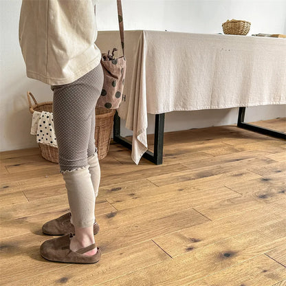 -キッズパンツ 水玉ドットプリントロールアップフリルレギンスパンツ 2カラー - mamahalo shop - レギンスパンツ -  べビー服 - 子供服 - 男の子 - 女の子