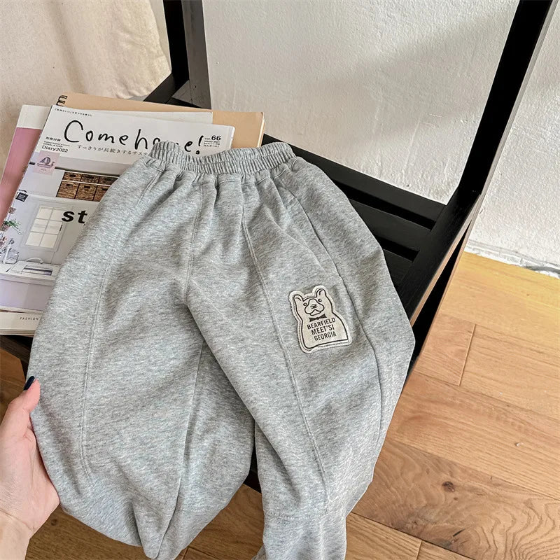 -キッズパンツ スウェットロングパンツ ルーズパンツ ライトグレー/ダークグレー/2カラー - mamahalo shop - ロングパンツ・スウェットパンツ -  べビー服 - 子供服 - 男の子 - 女の子