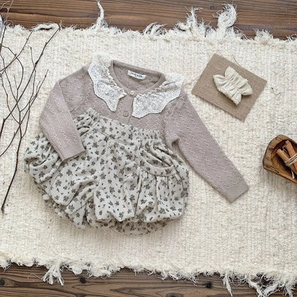 -ベビーキッズパンツ 無地/フラワープリントショートバルーンパンツ - mamahalo shop - ハーフパンツ・ショートパンツ -  べビー服 - 子供服 - 男の子 - 女の子