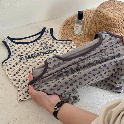 -キッズトップス タンクトップ ノースリーブTシャツ スマイルプリント 2カラー【mh0005815】 - mamahalo shop - タンクトップ・キャミソール・ノースリーブトップス -  べビー服 - 子供服 - 男の子 - 女の子