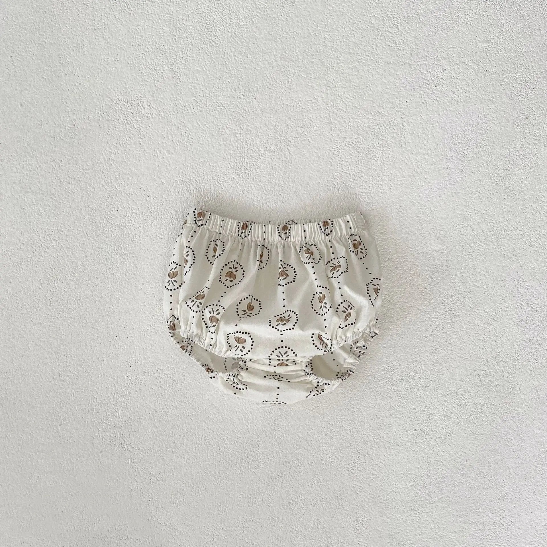 -☺︎ ベビーセットアップ 2点セット 半袖丸襟パプスリーブチュニックブラウス+ブルマパンツ フラワー花柄/チェックプリント - mamahalo shop - 半袖セットアップ -  べビー服 - 子供服 - 男の子 - 女の子