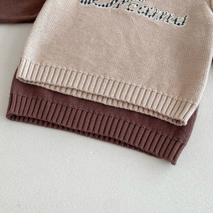 -キッズトップス ニットセーター レターロゴ刺繍 2カラー【mh0006663】 - mamahalo shop - ニット・セーター -  べビー服 - 子供服 - 男の子 - 女の子