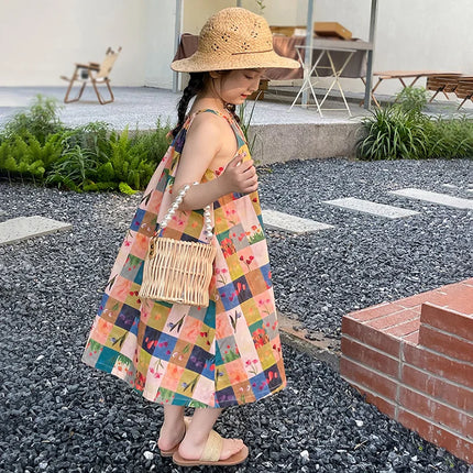 ☺︎ キッズワンピース カラフルチェック キャミソール ルーズワンピース - mamahalo shop - ノースリーブワンピース -  べビー服 - 子供服 - 男の子 - 女の子