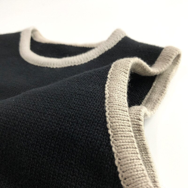 -キッズ ボーダー 無地 ドッキング ベスト トップス ボーイズ【mh0002677】 - mamahalo shop - ベスト -  べビー服 - 子供服 - 男の子 - 女の子