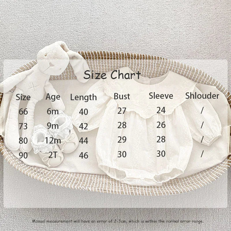 -☺︎ ベビーロンパース キッズワンピース 刺繍レース 長袖ドレス リンクコーデ 姉妹お揃い お出かけ ベージュ - mamahalo shop - 長袖ロンパース -  べビー服 - 子供服 - 男の子 - 女の子