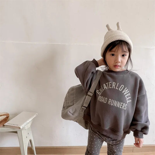 -キッズ レターロゴ 裏フリース スウェット トップス トレーナー - mamahalo shop - トレーナー・フーディ -  べビー服 - 子供服 - 男の子 - 女の子