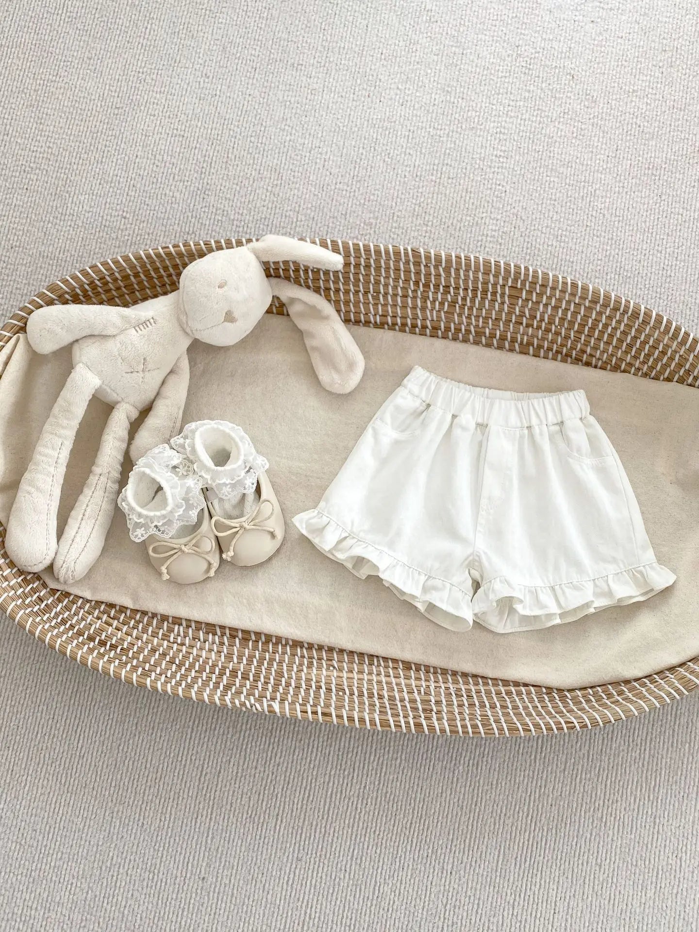 -ベビーパンツ ショートパンツ フリル レース デニム 2カラー - mamahalo shop - ハーフパンツ・ショートパンツ -  べビー服 - 子供服 - 男の子 - 女の子