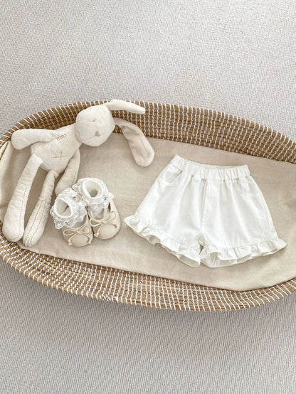 -ベビーパンツ ショートパンツ フリル レース デニム 2カラー - mamahalo shop - ハーフパンツ・ショートパンツ -  べビー服 - 子供服 - 男の子 - 女の子