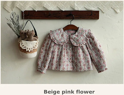 -キッズアウター コート フラワー 花柄プリントジャケット 2カラー ガールズ 女の子 子供服 - mamahalo shop - ショートコート・ジャケット・ジャンパー -  べビー服 - 子供服 - 男の子 - 女の子
