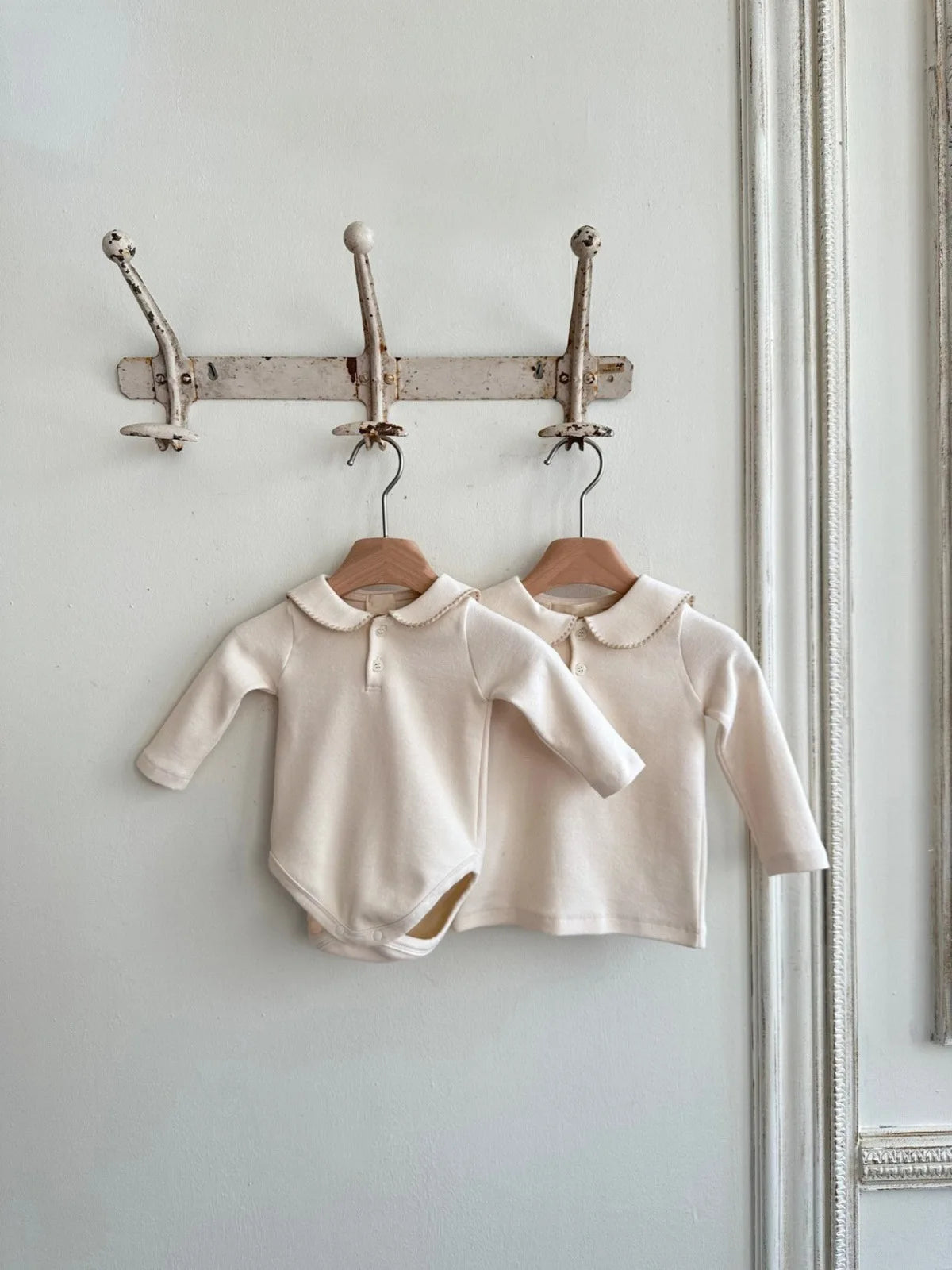 -ベビートップス 縁取り丸襟長袖Tシャツブラウス 2カラー - mamahalo shop - 長袖シャツ・ブラウス -  べビー服 - 子供服 - 男の子 - 女の子