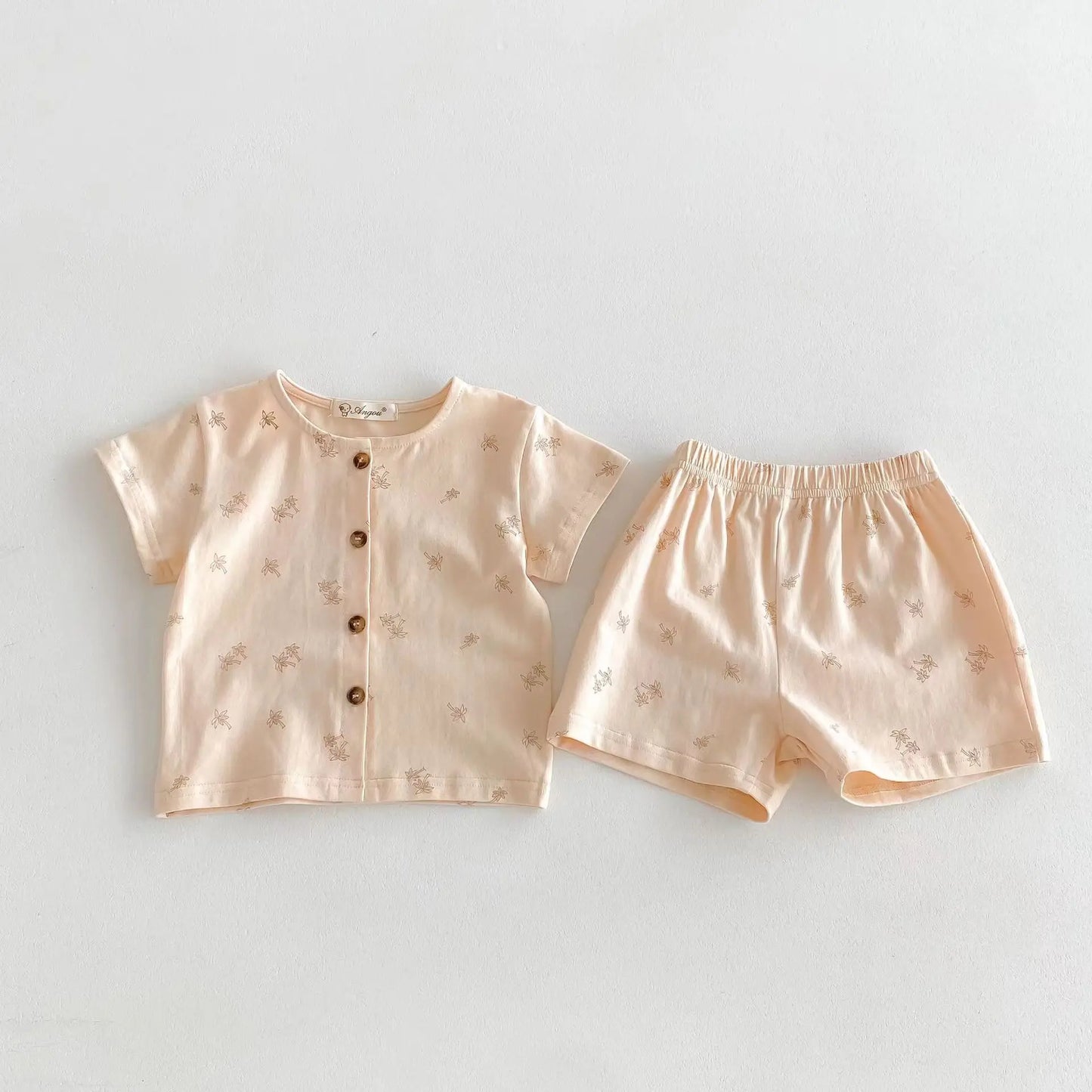 -キッズパジャマ 半袖パジャマセット トップス+パンツ フラワー小花柄プリント 2カラー【mh0006044】 - mamahalo shop - 半袖パジャマ -  べビー服 - 子供服 - 男の子 - 女の子