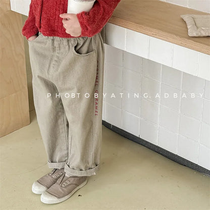 -キッズパンツ レターロゴプリントロングルーズパンツ 2カラー - mamahalo shop - ロングパンツ・スウェットパンツ -  べビー服 - 子供服 - 男の子 - 女の子