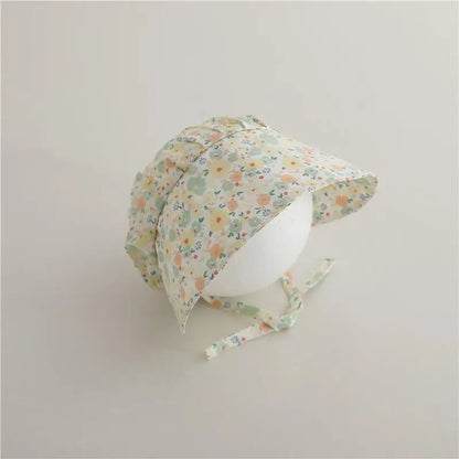 -ベビー帽子 つば広ボンネット サマーハット フラワー花柄プリント【mh0004989】 - mamahalo shop - ベビー用帽子 -  べビー服 - 子供服 - 男の子 - 女の子