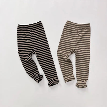 -キッズ レギンスパンツ ボーダー シンプル ベーシック カーキ ブラック 2カラー ユニセックス 男の子 女の子 子供服【mh0003013】 - mamahalo shop - レギンスパンツ -  べビー服 - 子供服 - 男の子 - 女の子