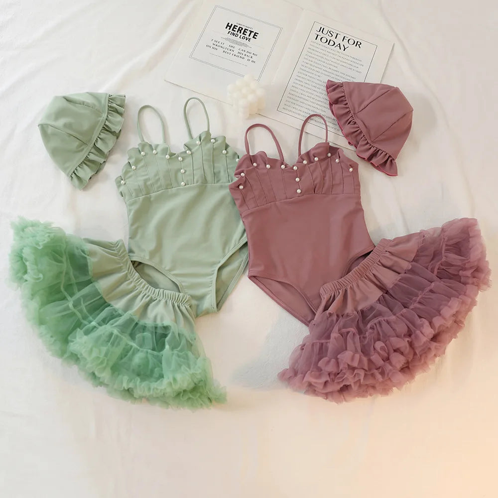 -キッズ水着 ワンピース チュチュ チュールスカート ドレス ガールズ スイムウェア  2カラー【mh0005124】 - mamahalo shop - ベビー用水着 -  べビー服 - 子供服 - 男の子 - 女の子