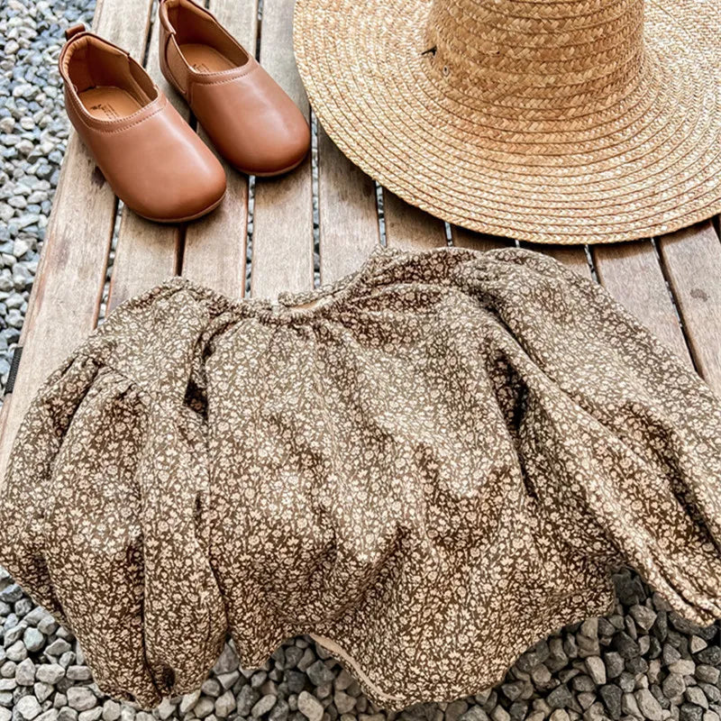 -キッズ フラワー 長袖 パフスリーブ ブラウス スモック - mamahalo shop - 長袖シャツ・ブラウス -  べビー服 - 子供服 - 男の子 - 女の子