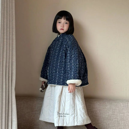 キッズスカート レターロゴ刺繍キルティング防寒スカート - mamahalo shop - スカート -  べビー服 - 子供服 - 男の子 - 女の子