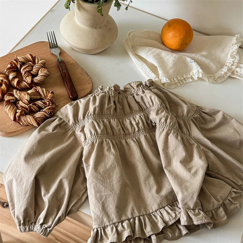 -キッズトップス 長袖スモックブラウス 2カラー - mamahalo shop - 長袖シャツ・ブラウス -  べビー服 - 子供服 - 男の子 - 女の子