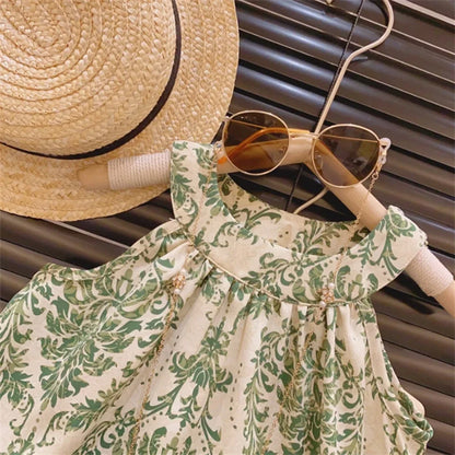 -☺︎ キッズセットアップ 2点セット ホルターネックチュニックブラウス+ショートパンツ アラベスク柄 2カラー - mamahalo shop - ノースリーブセットアップ -  べビー服 - 子供服 - 男の子 - 女の子