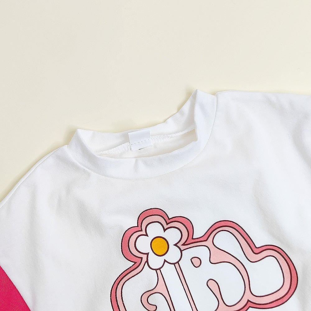 -ベビー グラフィティ レターロゴ プリント パッチワーク 半袖 ロンパース ホワイト ガールズ【mh0002011】 - mamahalo shop - 半袖ロンパース -  べビー服 - 子供服 - 男の子 - 女の子