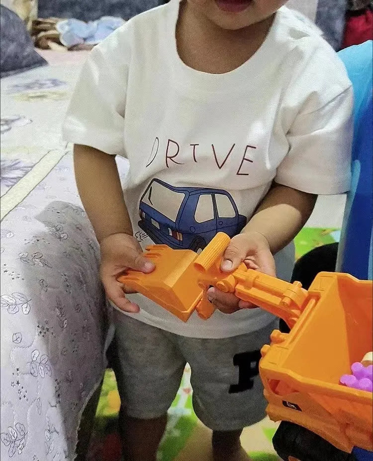 -キッズトップス 半袖Tシャツ クラッシックカー レトロカー 車プリント 2カラー【mh0005841】 - mamahalo shop - 半袖Tシャツ -  べビー服 - 子供服 - 男の子 - 女の子