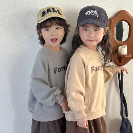 キッズトップス レターロゴハートプリント長袖スウェットシャツ - mamahalo shop - 長袖Tシャツ -  べビー服 - 子供服 - 男の子 - 女の子