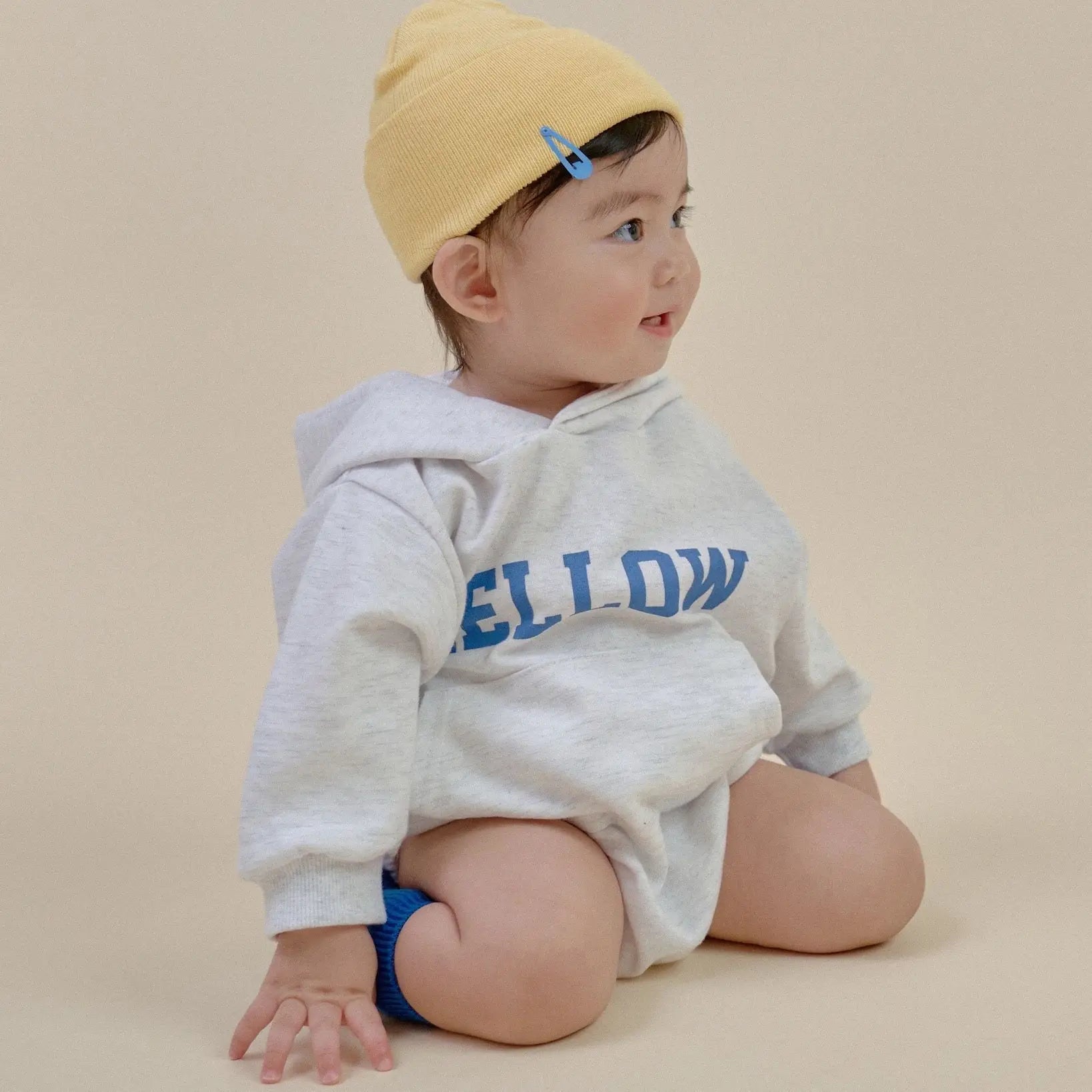 -ベビーロンパース HELLOWレターロゴプリントフーディ長袖ボディスーツ 2カラー - mamahalo shop - 長袖ロンパース -  べビー服 - 子供服 - 男の子 - 女の子