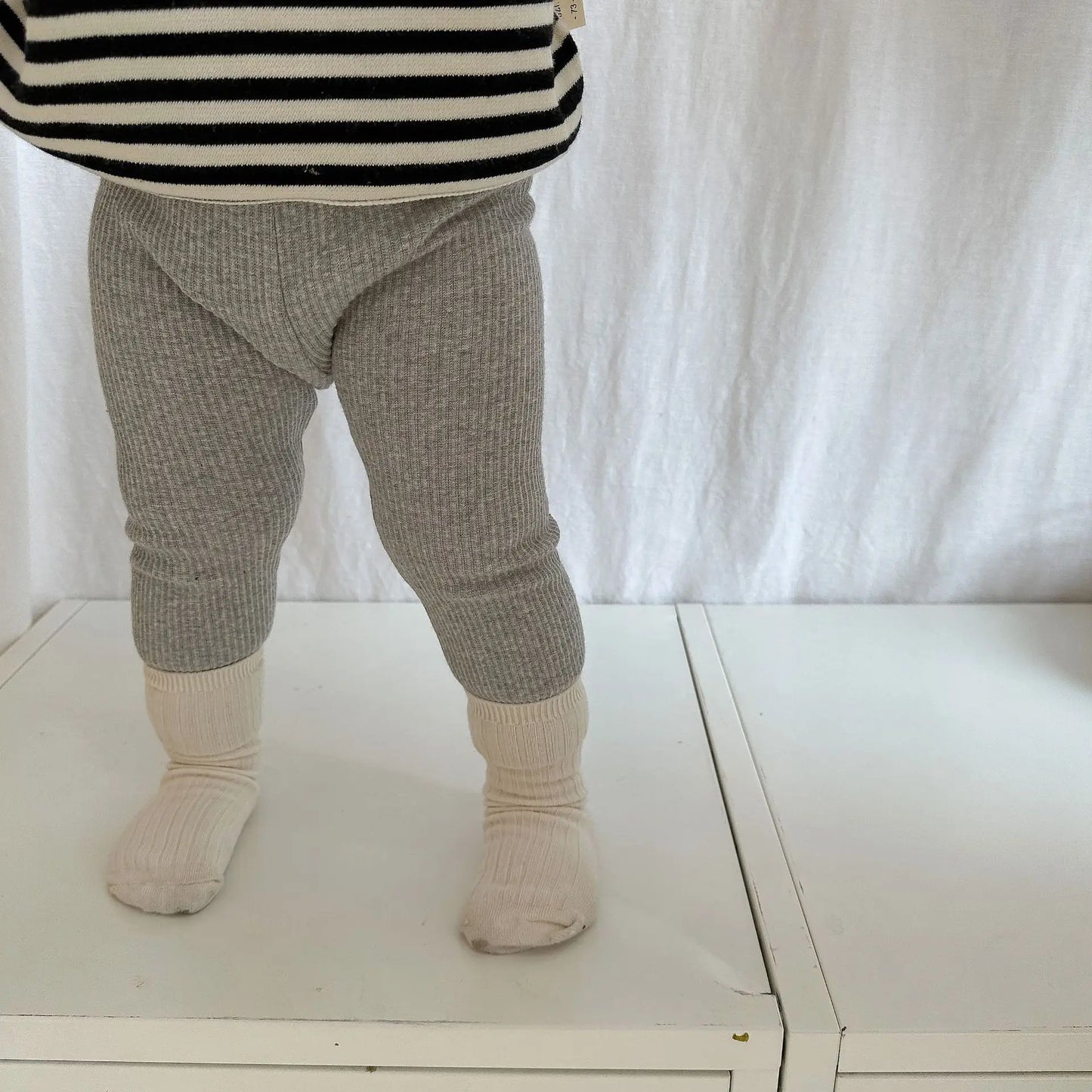 -ベビーキッズトップス 長袖ボーダーTシャツ リブレギンスパンツ - mamahalo shop - 長袖Tシャツ -  べビー服 - 子供服 - 男の子 - 女の子