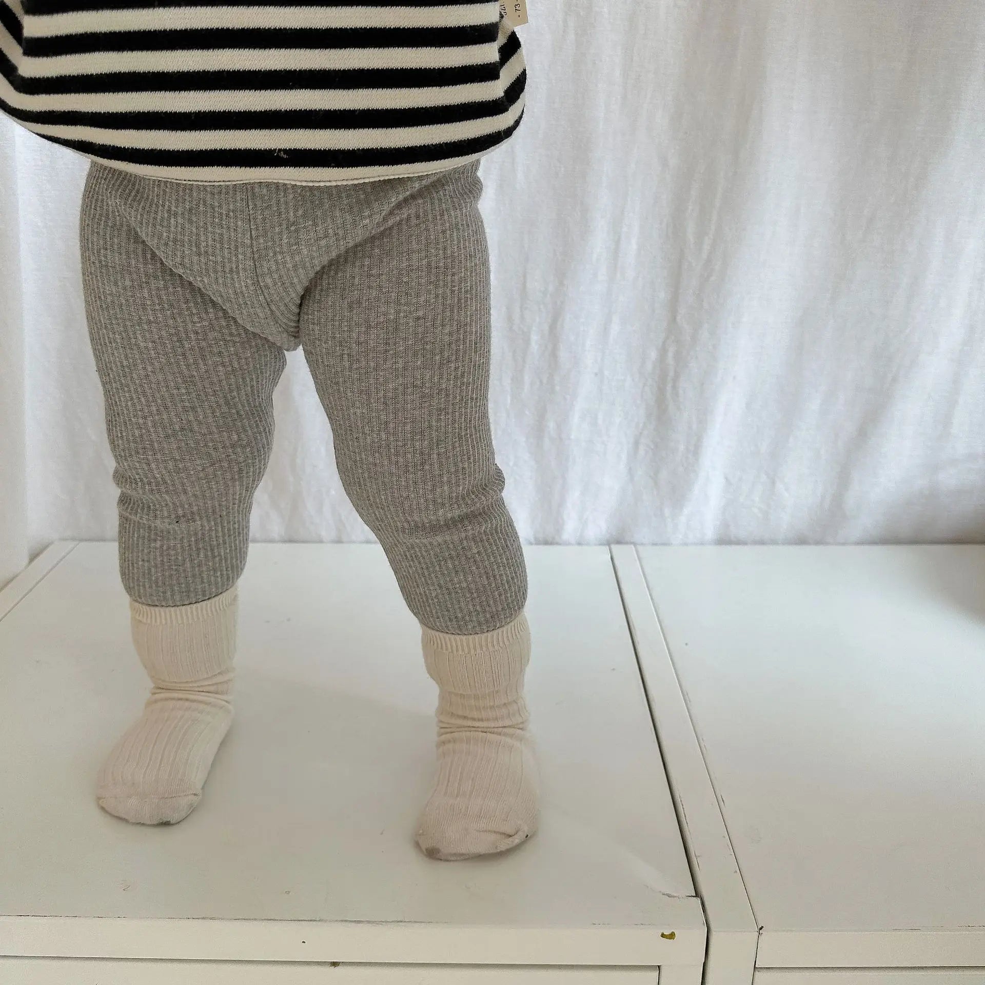 -ベビーキッズトップス 長袖ボーダーTシャツ リブレギンスパンツ - mamahalo shop - 長袖Tシャツ -  べビー服 - 子供服 - 男の子 - 女の子