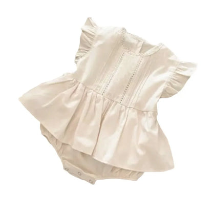 -ベビーロンパース フリルスリーブスカートボディスーツ 2カラー - mamahalo shop - 半袖ロンパース -  べビー服 - 子供服 - 男の子 - 女の子