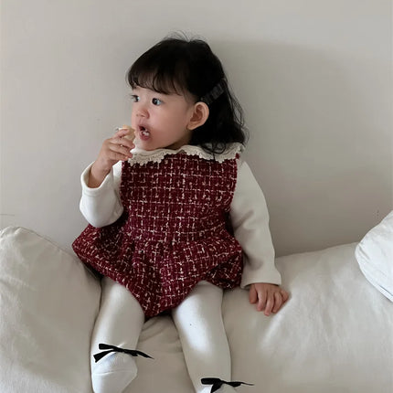 ベビーロンパース フェイクツイードチェックノースリーブボディスーツ - mamahalo shop - ノースリーブロンパース -  べビー服 - 子供服 - 男の子 - 女の子