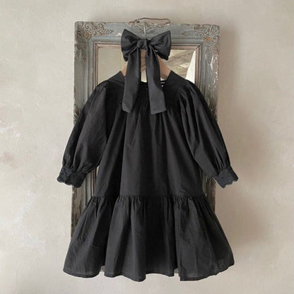 -キッズ レース スクエアネック 長袖 ワンピース ガールズ【mh0002443】 - mamahalo shop - 長袖ワンピース -  べビー服 - 子供服 - 男の子 - 女の子